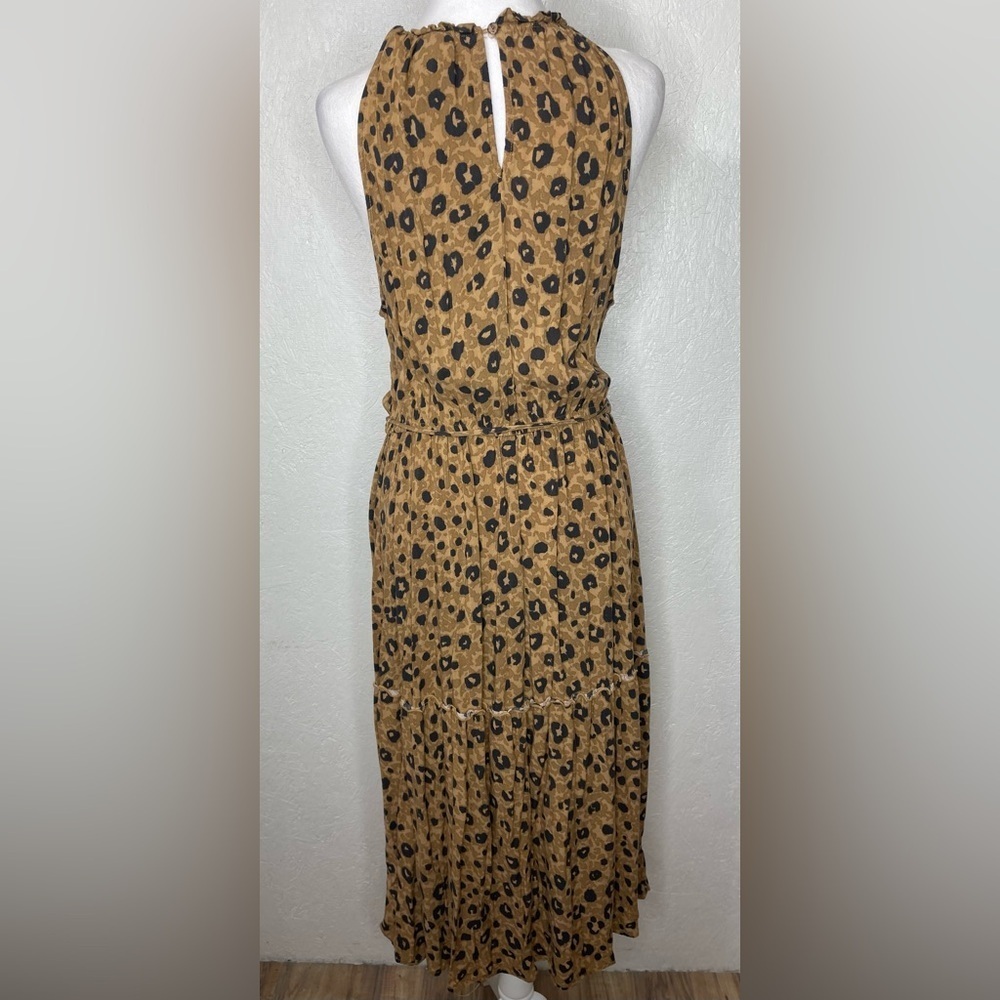 Ava&Viv Animal Print Halter Tie Waist Midi Sundress Boho Tiered Flowy Resort Lg - Picture 10 of 13